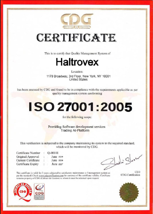 ISO 27001:2005 Certificate - Haltrovex