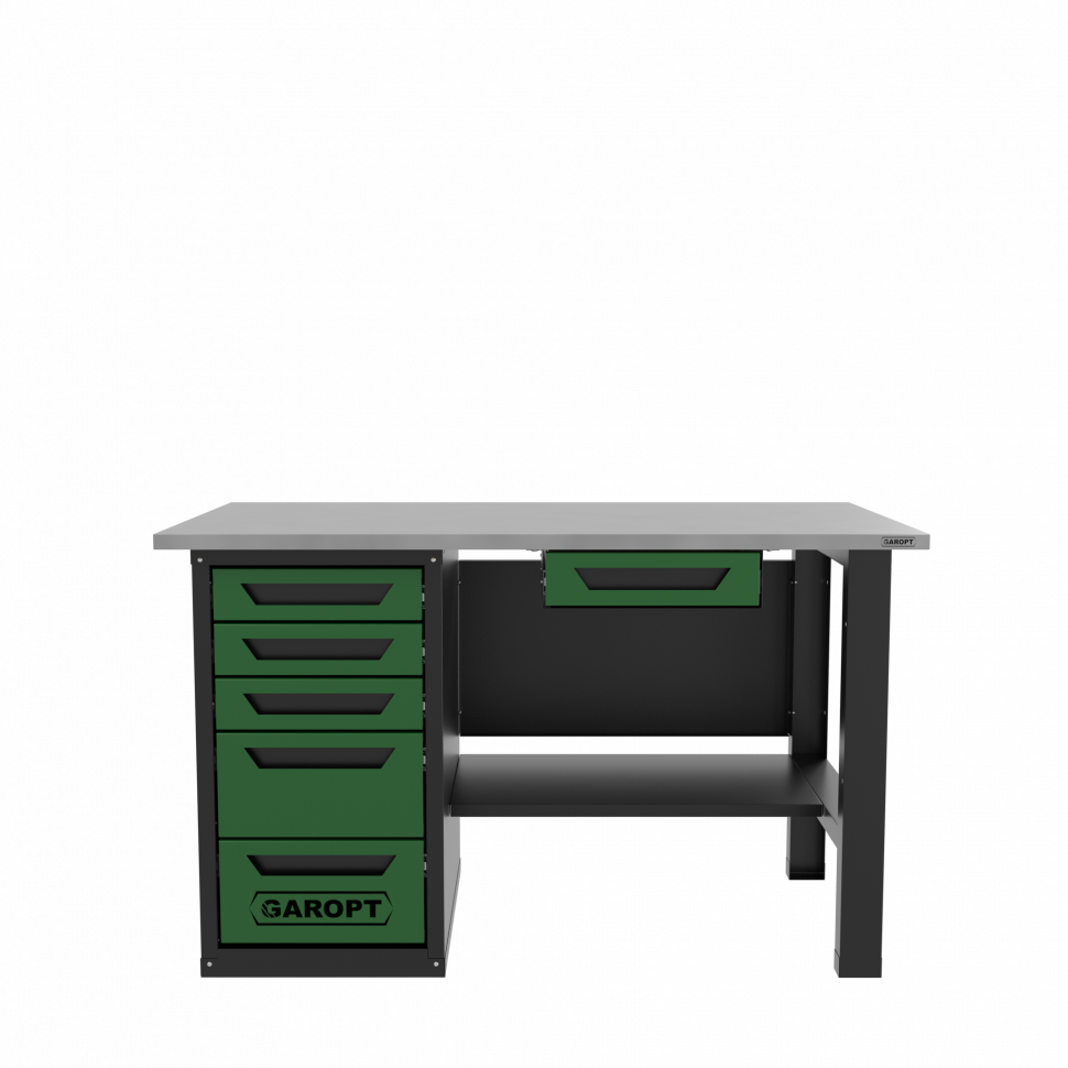 Верстак с ящиком однотумбовый 5 ящиков, зеленый 1400*700 Garopt, GT1400STY1Y5.green