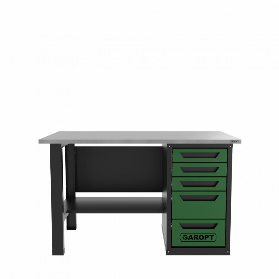Верстак однотумбовый 5 ящиков, зеленый 1400*700 Garopt, GT1400STY5.green