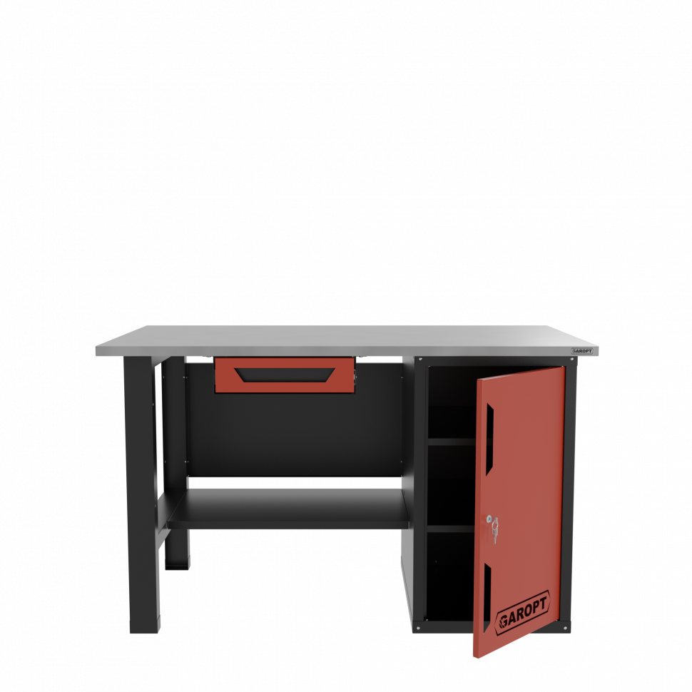 Верстак однотумбовый с ящиком 1400*700 GAROPT красный, GT1400STDY1.red