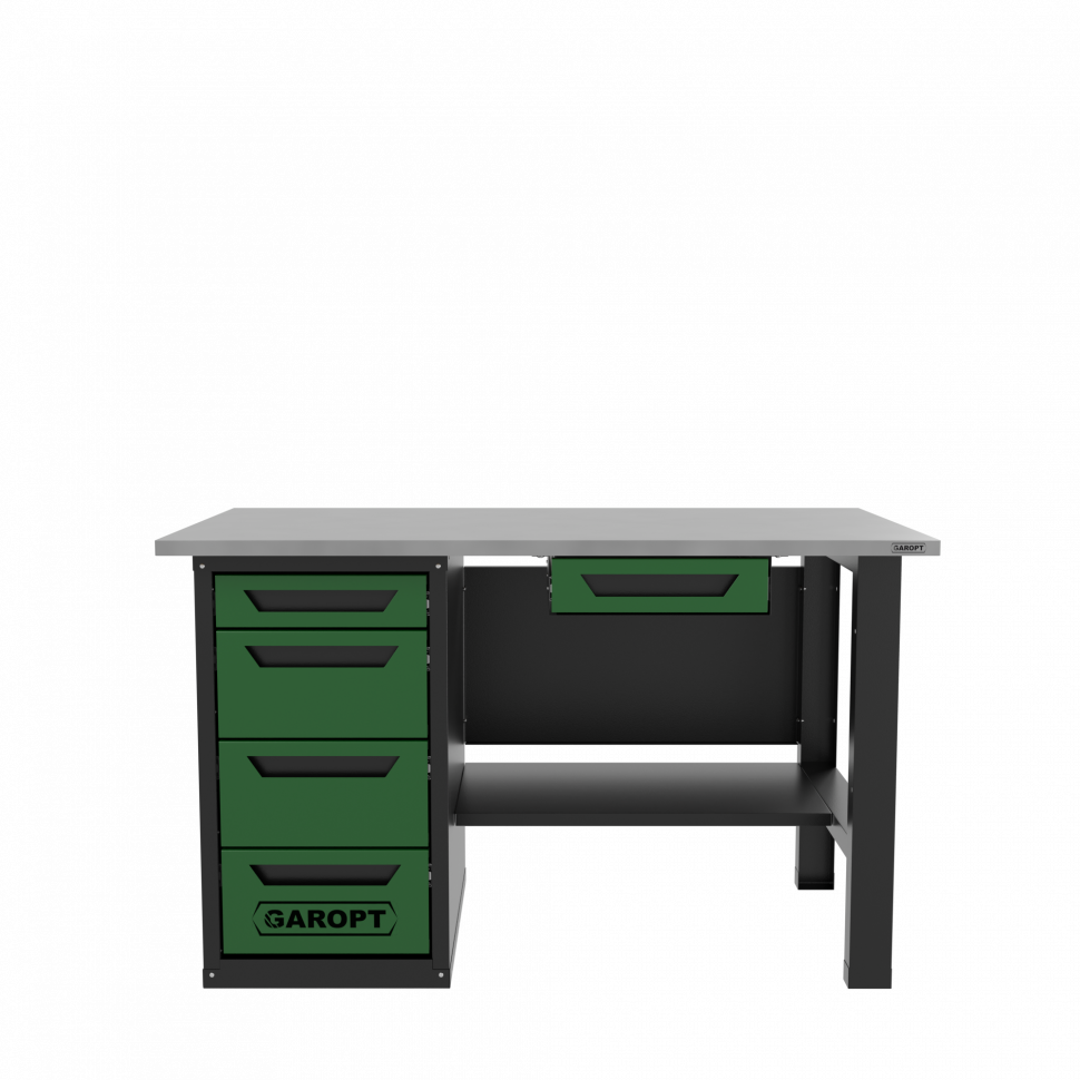 Верстак с ящиком однотумбовый 4 ящика, зеленый 1400*700 Garopt, GT1400STY1Y4.green