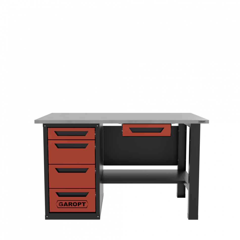 Верстак с ящиком однотумбовый 4 ящика красный 1400*700 Garopt, GT1400STY1Y4.red