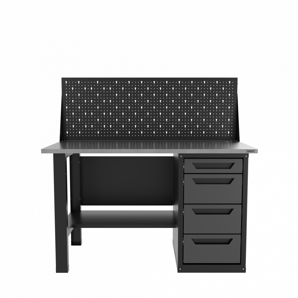 Верстак однотумбовый 4 ящика с экраном серый 1400*700 Garopt, GT1400STY4PP.grey