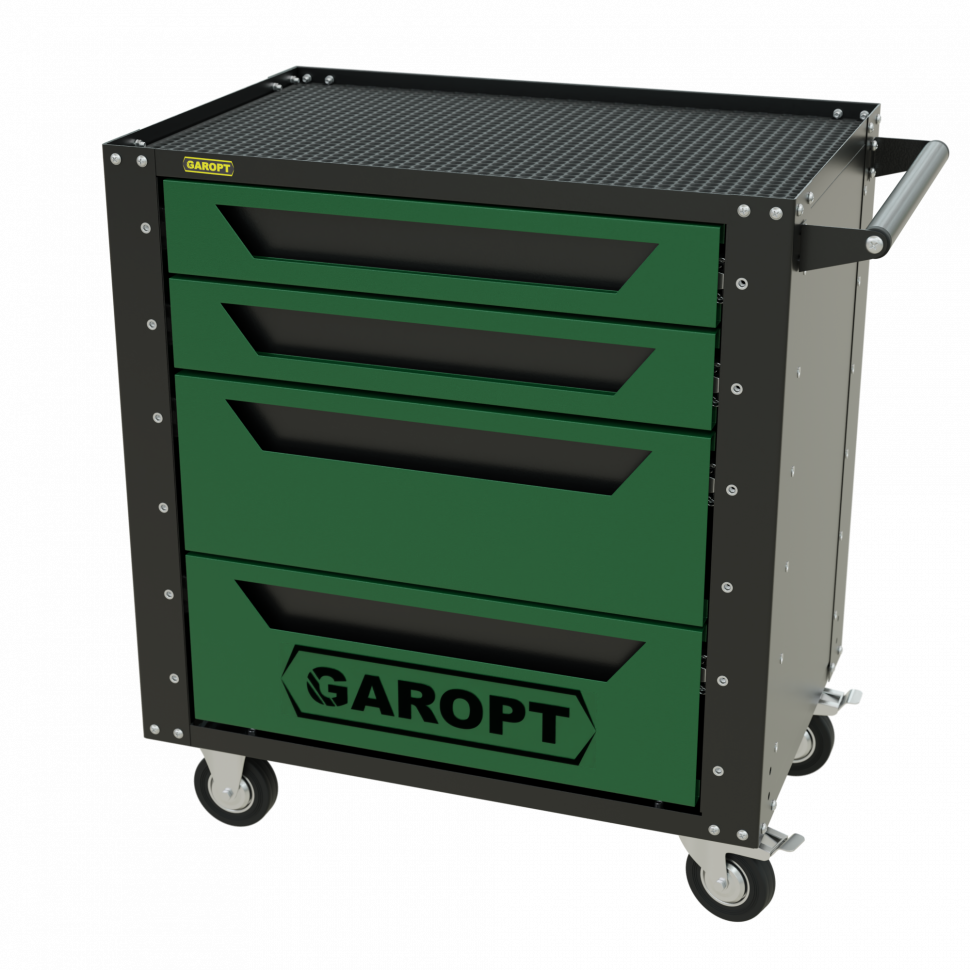 Тележка инструментальная Garopt 4 ящика ЗЕЛЕНАЯ, Серия "Low-cost"