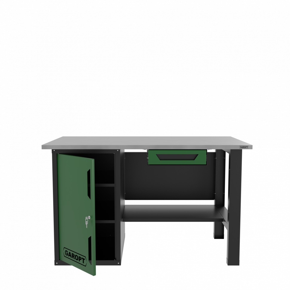 Верстак однотумбовый с ящиком 1400*700 GAROPT зеленый, GT1400STDY1.green