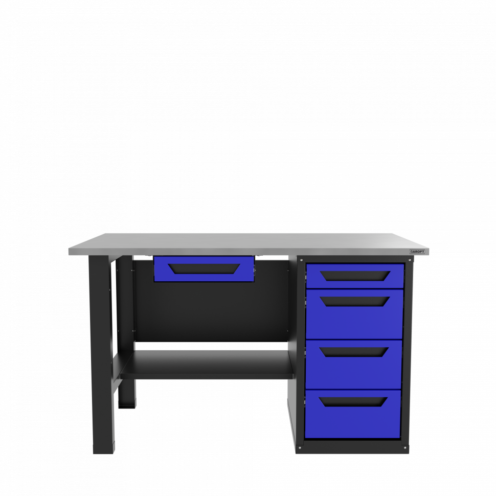 Верстак с ящиком однотумбовый 4 ящика, синий 1400*700 Garopt, GT1400STY1Y4.blue
