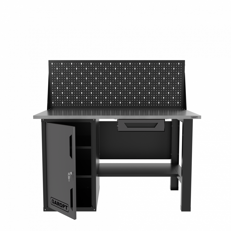 Верстак однотумбовый с ящиком и экраном 1400*700 GAROPT серый, GT1400STDY1PP.grey