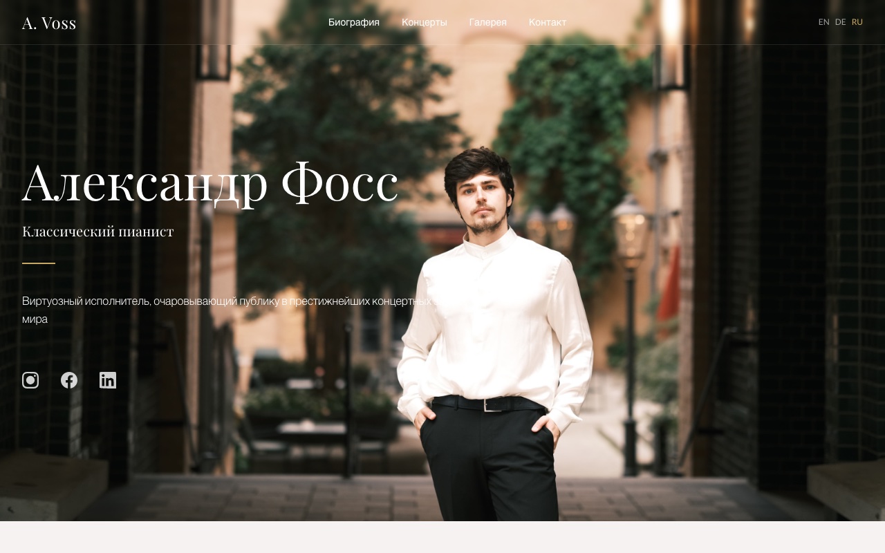 Шаблон сайта Лендинг Музыканта — превью дизайна